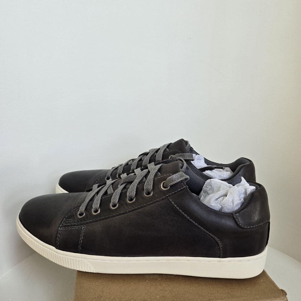 New In Box-Jousens Men's GREY Leather Sneakers, SIZE 10 - Picture 3 of 13